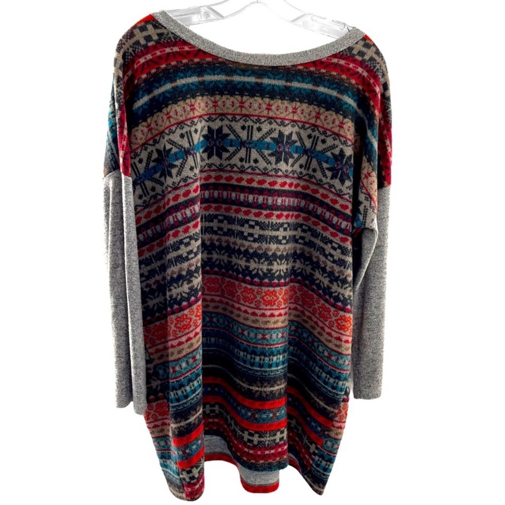 Cherish Long Sleeve Aztec Print Tunic Pullover Sweater Top M/L
